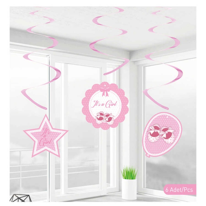 Babyshower Kız Sarkıt Süs 6lı