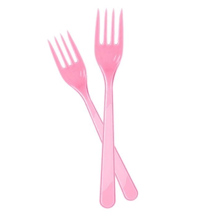 Pembe Plastik Çatal 24lü