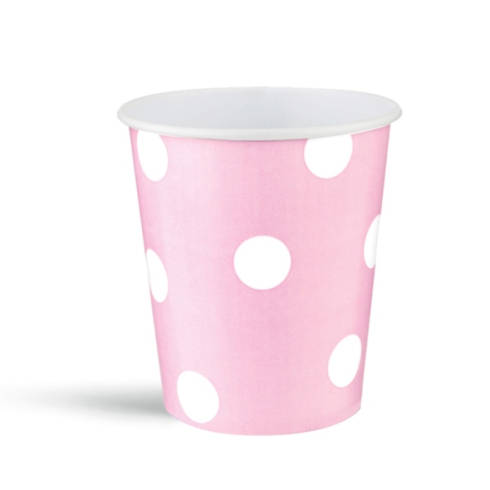 Pembe Puantiyeli Karton Bardak 8li