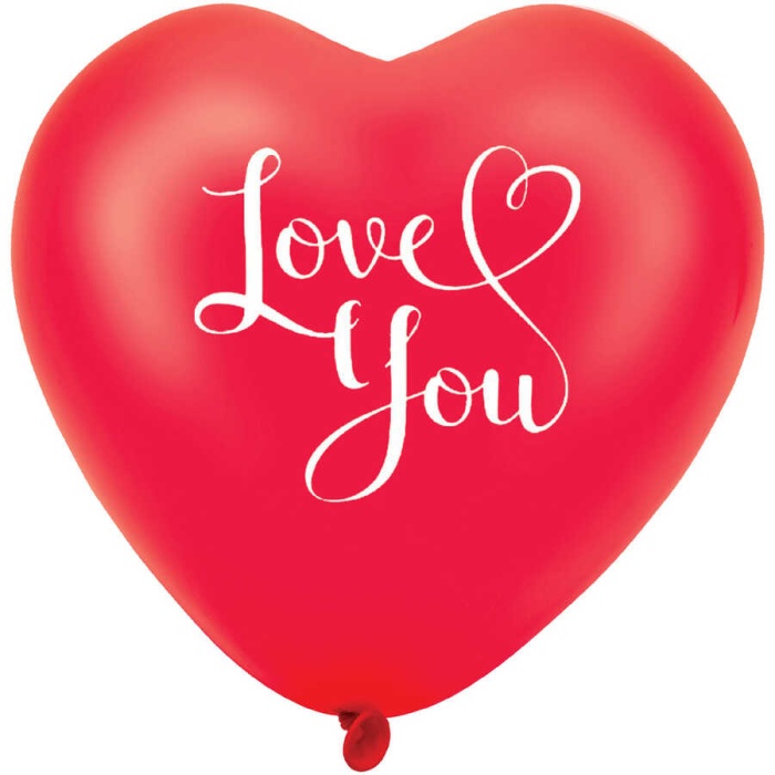 I Love You Baskılı Kırmızı Kalp Balon 12