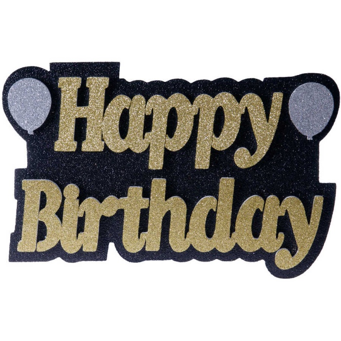Happy Birthday Balonlu Altın Strafor Süs