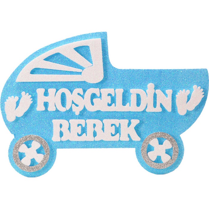 Puset Şekilli Hoşgeldin Bebek Mavi Strafor Süs