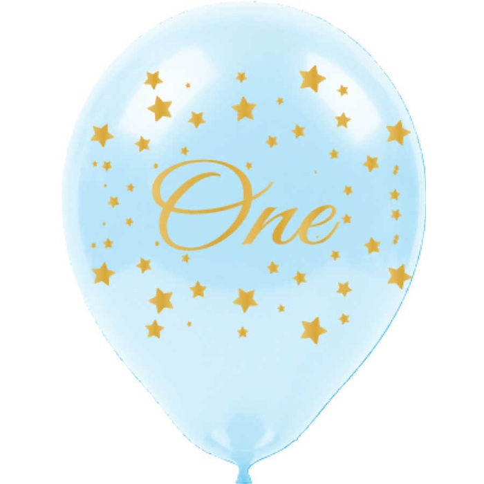 Altın First Year Baskılı Mavi Balon 12