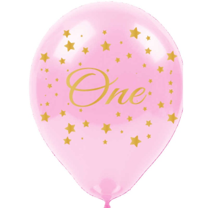 Altın First Year Baskılı Pembe Balon 12