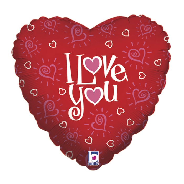 Love You Hearts Grabo Kalp Folyo Balon 18