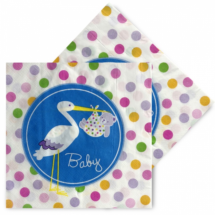 Baby Shower Mavi Leylek Peçete