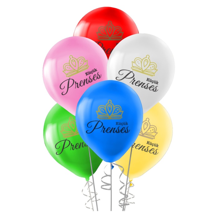 Küçük Prenses Baskılı Karışık Renk Balon 12