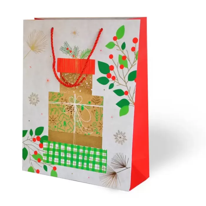 26x32 Yılbaşı Varak Baskılı Lüks Karton Çanta - Gift