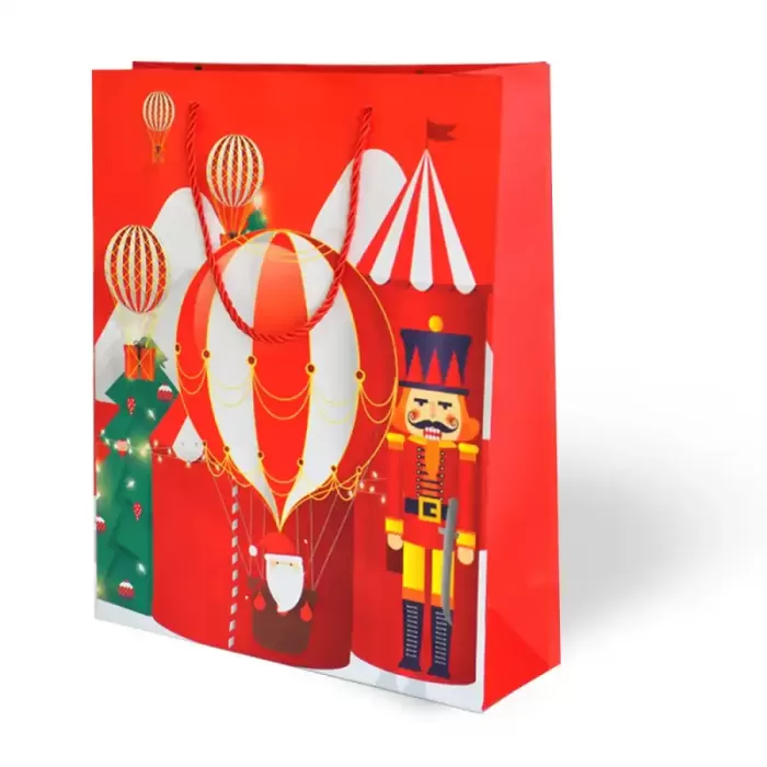 26x32 Yılbaşı Varak Baskılı Lüks Karton Çanta - Festival 1 adet