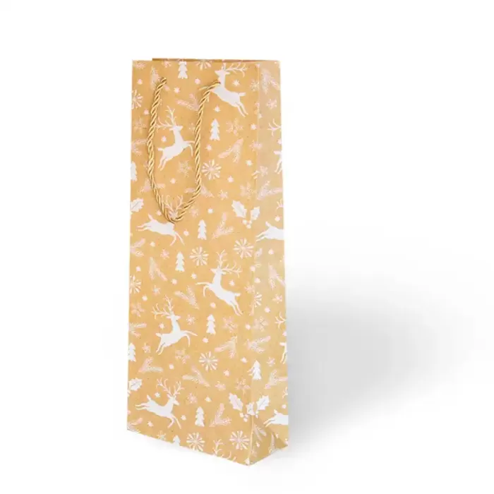 12x35 Yılbaşı Varak Baskılı Lüks Karton Çanta - Gold Detaylı 1 adet