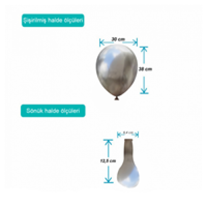 12 Eco Krom Balon 50li -Beyaz Altın-