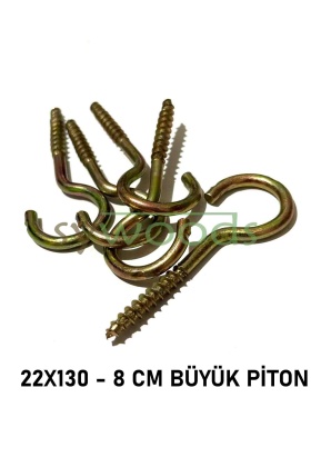 PİTON VİDA 22X130 AÇIK PİTON KANCA VİDA 8 CM