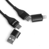 QGeeM USB 4 in 1 Lighting, USB-A, Type-C Çok Foksiyonel Hızlı Şarj Destekli Kablo