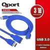 QPORT Q-UZ3030 USB 3.0 USB UZATMA KABLOSU 3 MT