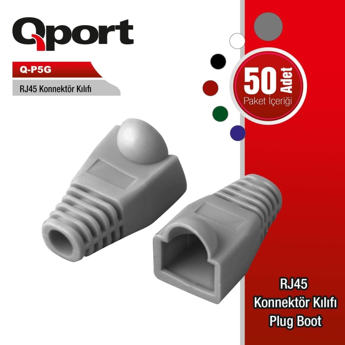 QPORT Q-P5G 50Lİ GRİ RJ45 KILIFI