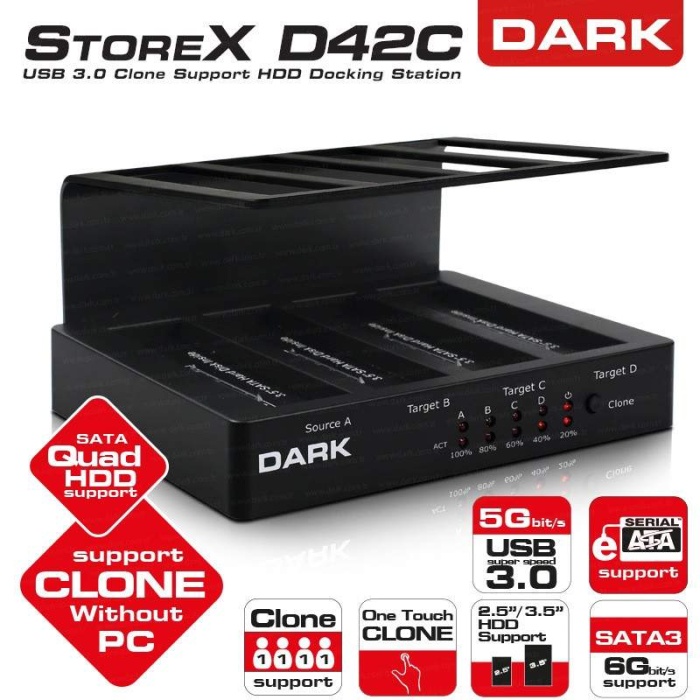 Dark D42C USB3.0 Offline Clone 4lü Disk İstasyonu