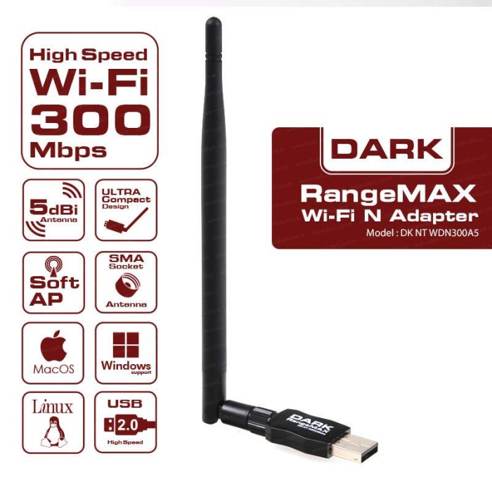 Dark WDN300A5 300Mbit 802.11n, 5dBi Antenli kablosuz Ağ Adaptörü