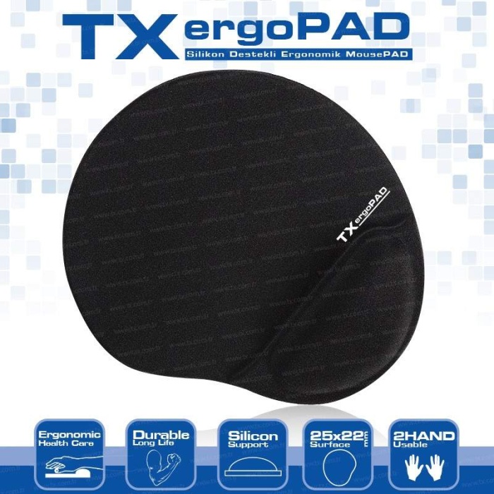 TX ErgoPad Plus Bilek Jel Destekli Mousepad (250x220x5mm)