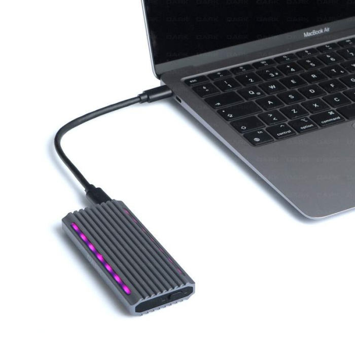 Dark USB 3.2 Gen2 Type C - M.2 NVMe & NGFF SATA SSD RGB LEDLİ Disk Kutusu