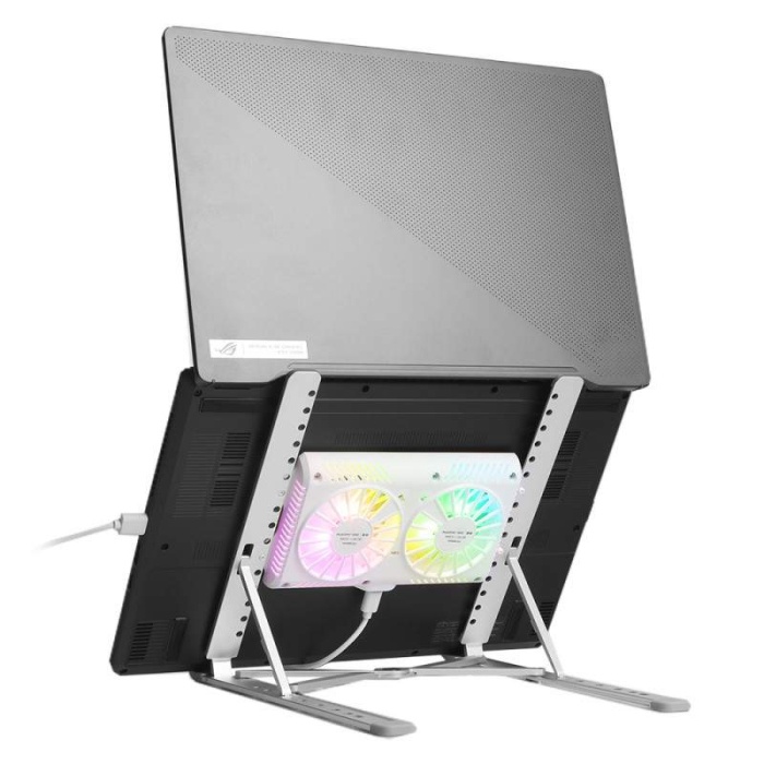 TX 8x Yükseklik Ayarlı, Çift RGB Fanlı, 11-15,6 Uyumlu,  Alüminyum Katlanabilir Notebook ve Laptop Soğutucu Stand