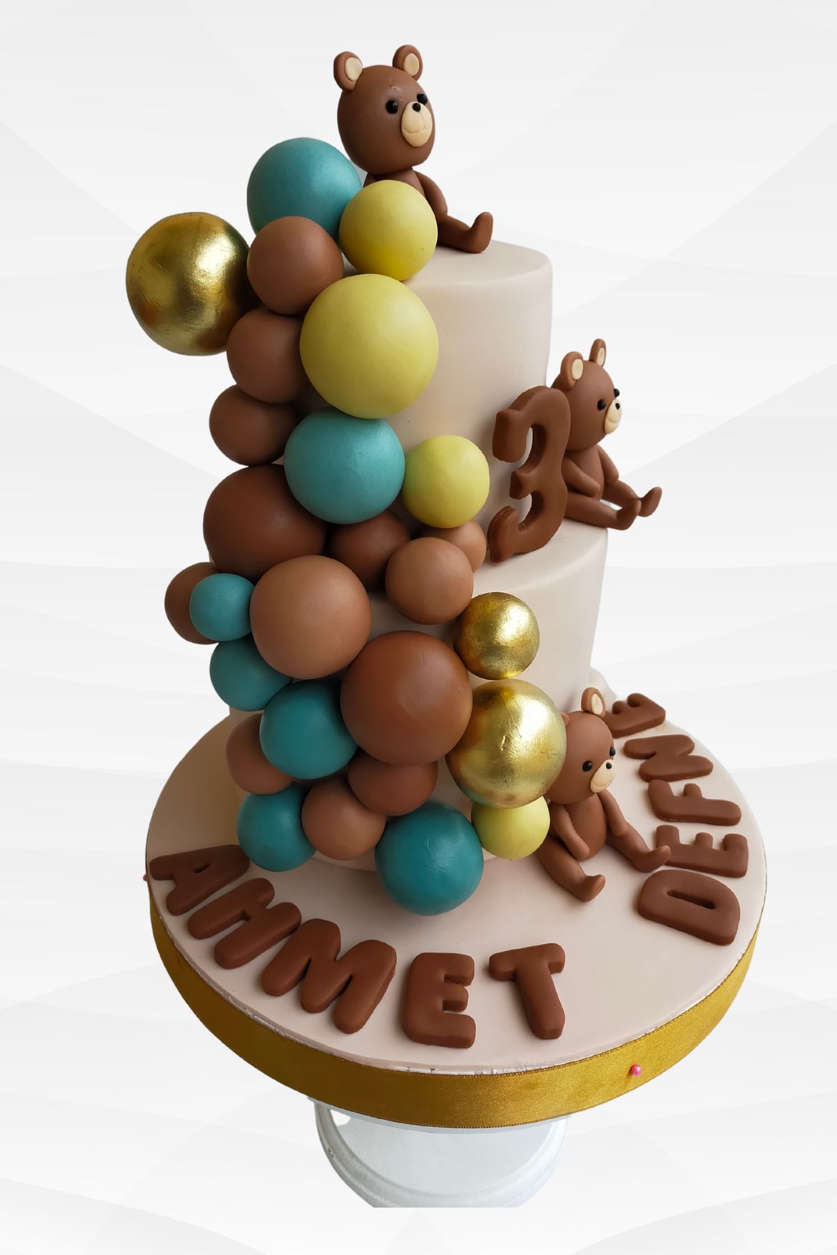 Ayıcıklar Balonlu Tasarım Doğum Günü Pastası