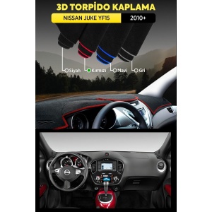 Nıssan Juke Yf15 (2010 + ) 3d Torpido Koruma Kılıfı - Ön Göğüs Kaplama - Kırmızı Şerit