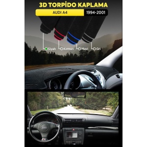 Audı A4 (1994-2001) 3d Torpido Koruma Kılıfı - Ön Göğüs Kaplama - Siyah Şerit
