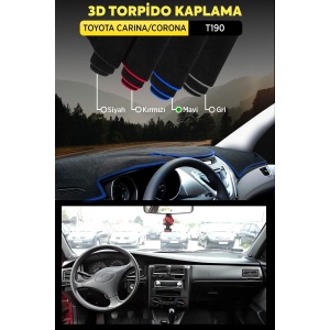 Toyota Carina / Corona T190 3d Torpido Koruma Kılıfı - Ön Göğüs Kaplama - Mavi Şerit