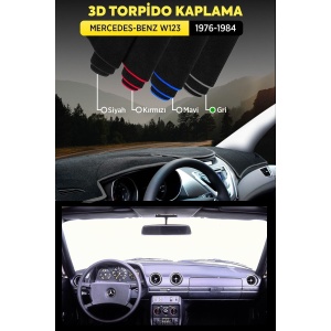 Mercedes - Benz W123 (1976-1984) 3d Torpido Koruma Kılıfı - Ön Göğüs Kaplama - Gri Şerit