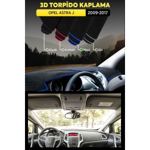 Opel Astra J (2009-2017) 3d Torpido Koruma Kılıfı - Ön Göğüs Kaplama - Mavi Şerit