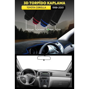 Toyota Corolla (2000-2006) 3d Torpido Koruma Kılıfı - Ön Göğüs Kaplama - Mavi Şerit