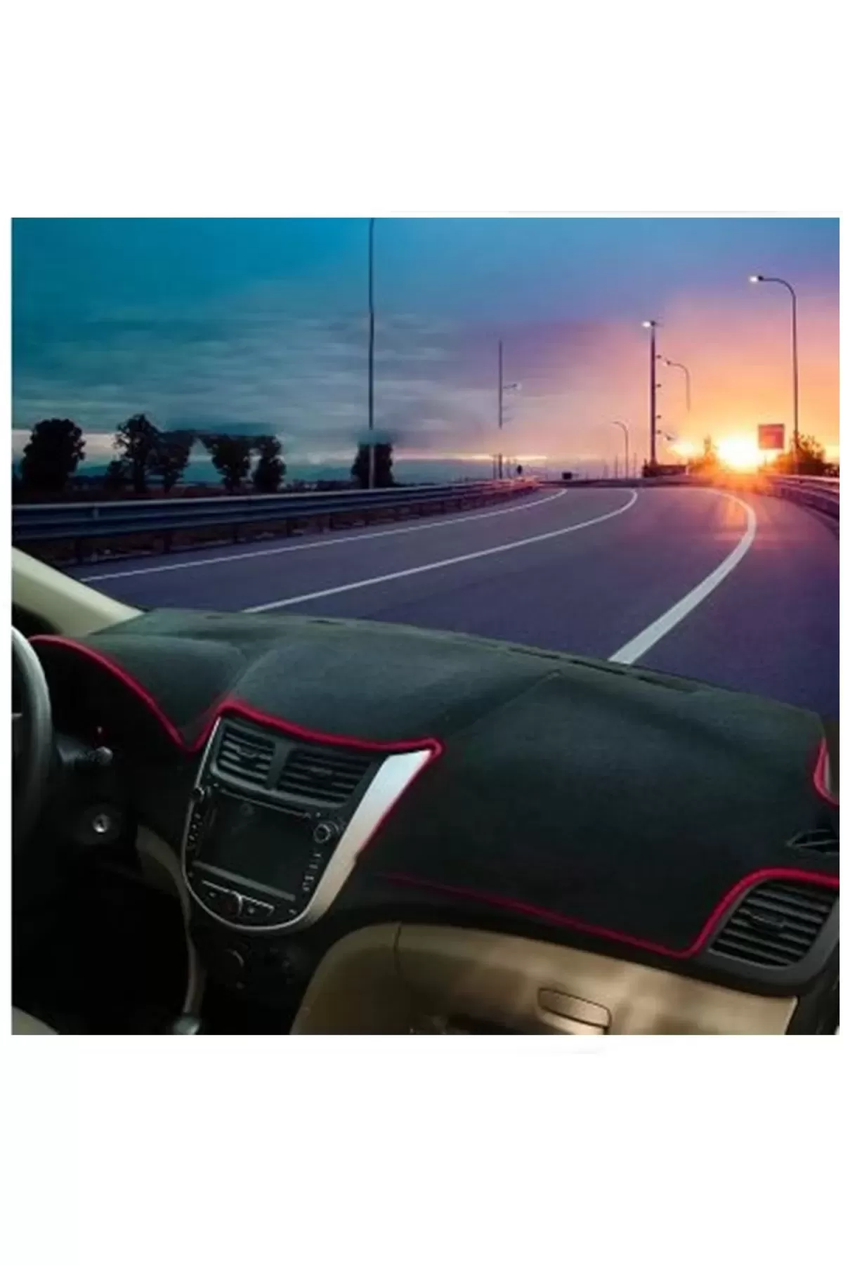Ford Tourneo Connect (2013-2020) 3d Torpido Koruma Kılıfı - Ön Göğüs Panel Kaplama - Kırmızı Şerit