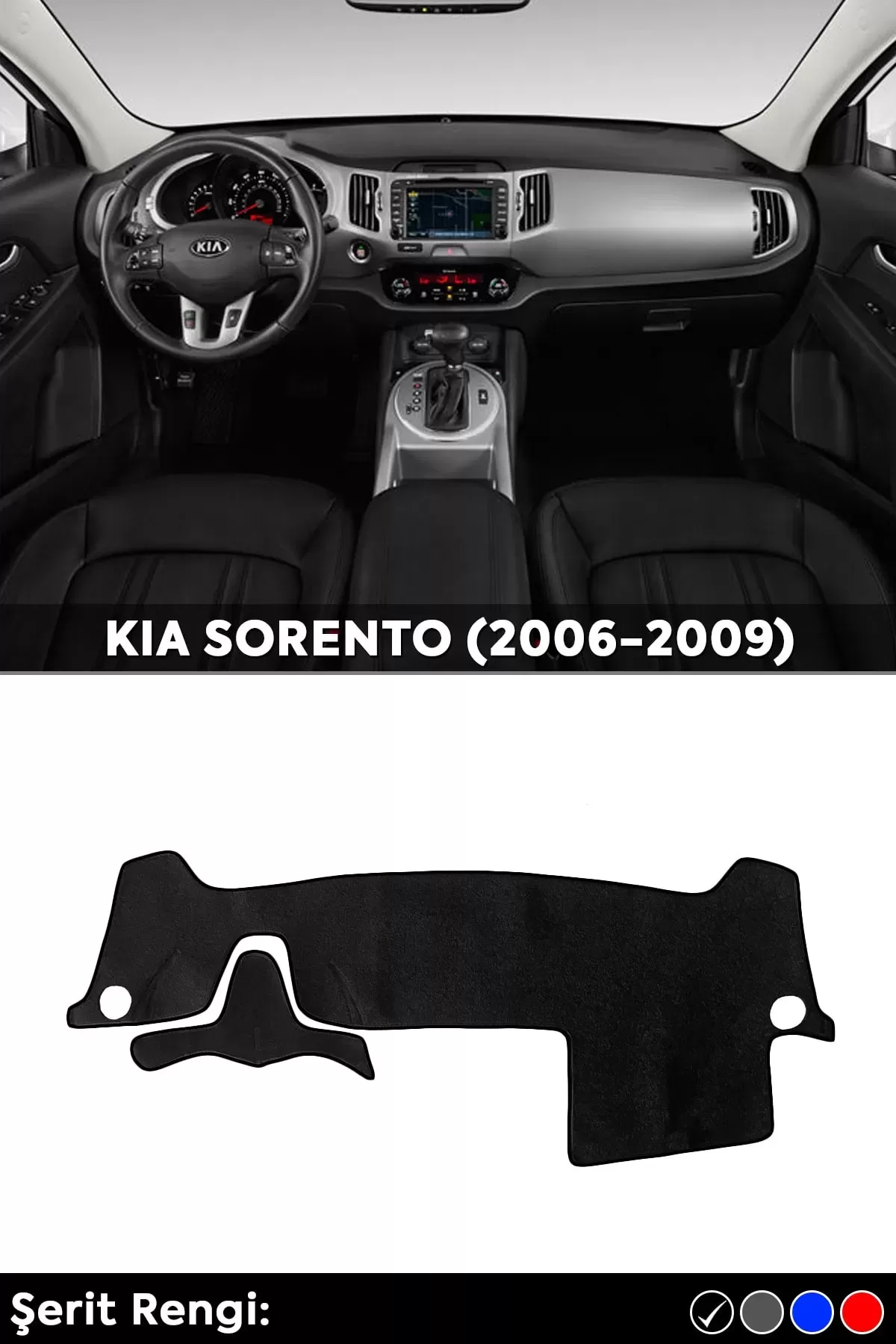 Kıa Sportage (2010-2016) 3d Torpido Koruma Kılıfı - Ön Göğüs Panel Kaplama - Siyah Şerit