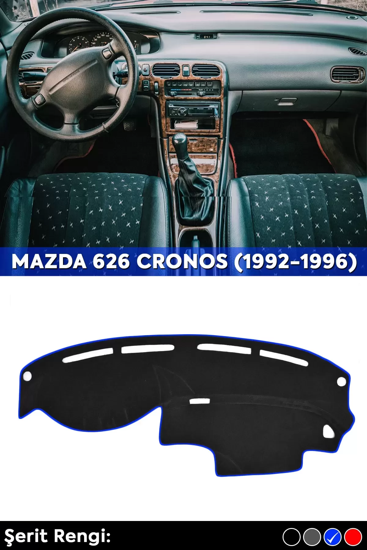 Mazda 626 Cronos (1992-1996) 3d Torpido Koruma Kılıfı - Ön Göğüs Kaplama - Mavi Şerit