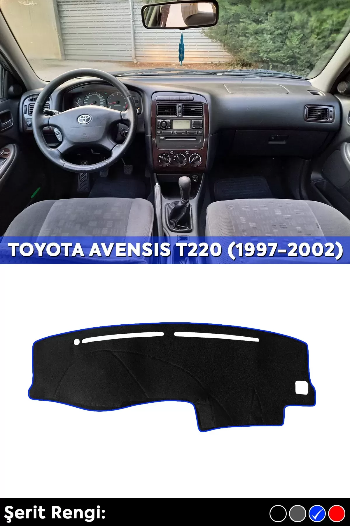Toyota Avensıs T220 (1997-2002) 3d Torpido Koruma Kılıfı - Ön Göğüs Kaplama - Mavi Şerit