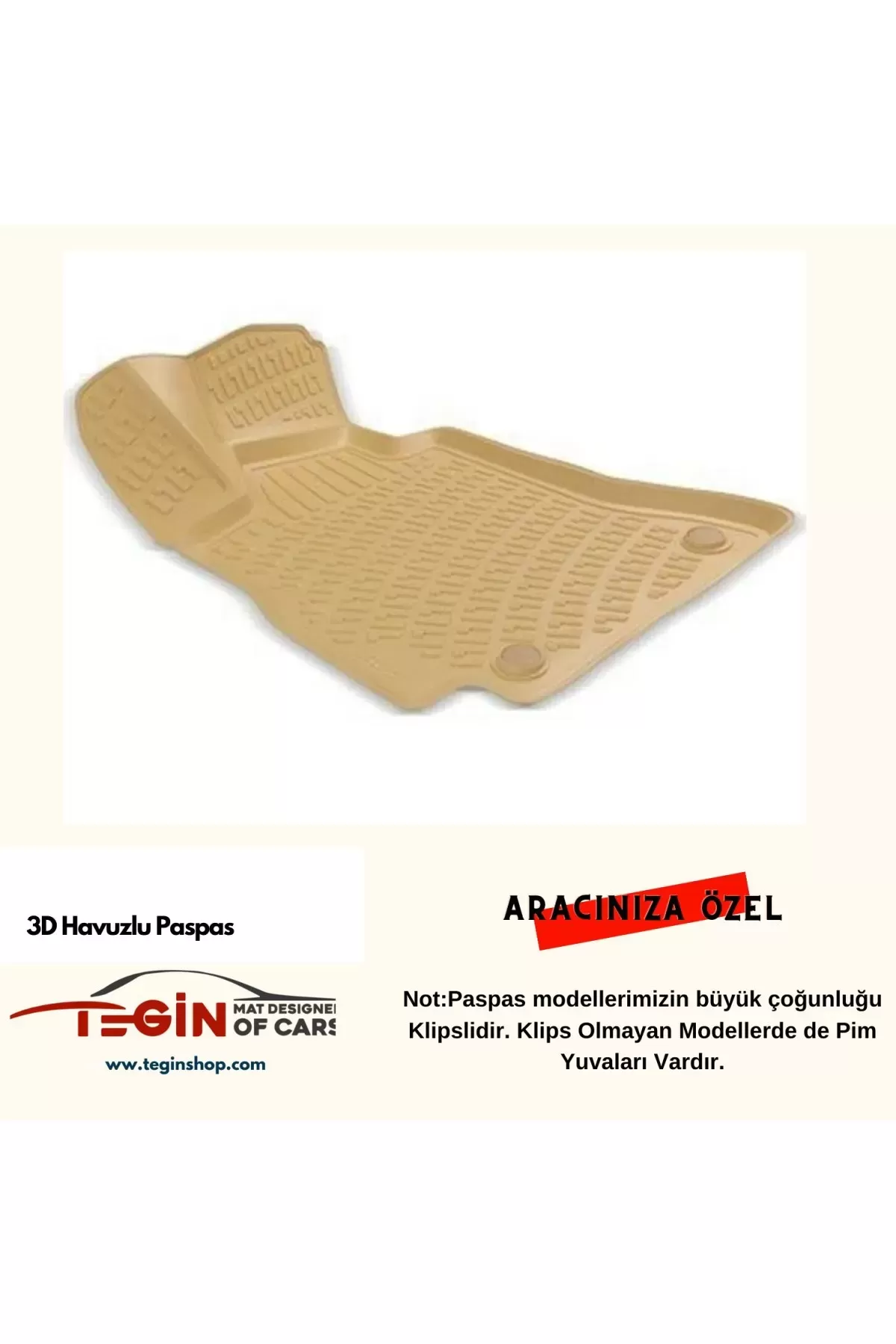 Toyota Avensis 2011 3D Havuzlu Paspas Bej