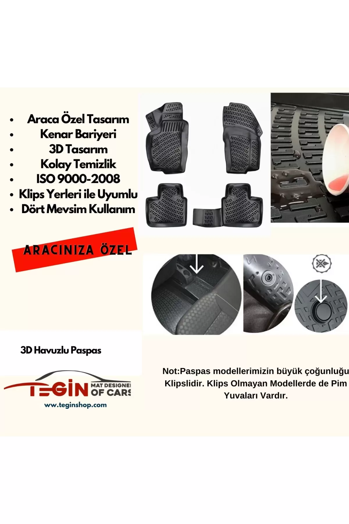 Toyota Avensis 2012 3D Havuzlu Paspas Bej