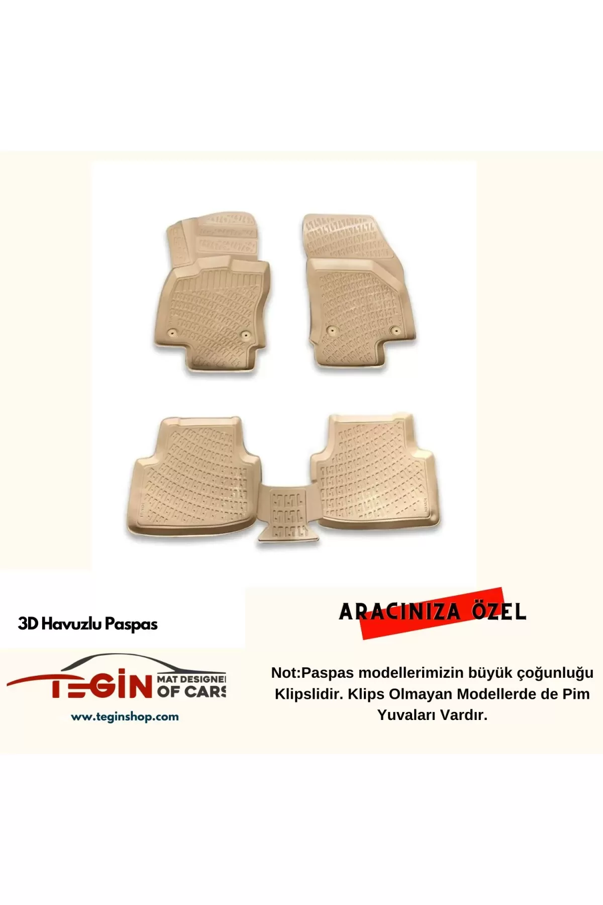 Toyota Avensis 2012 3D Havuzlu Paspas Bej