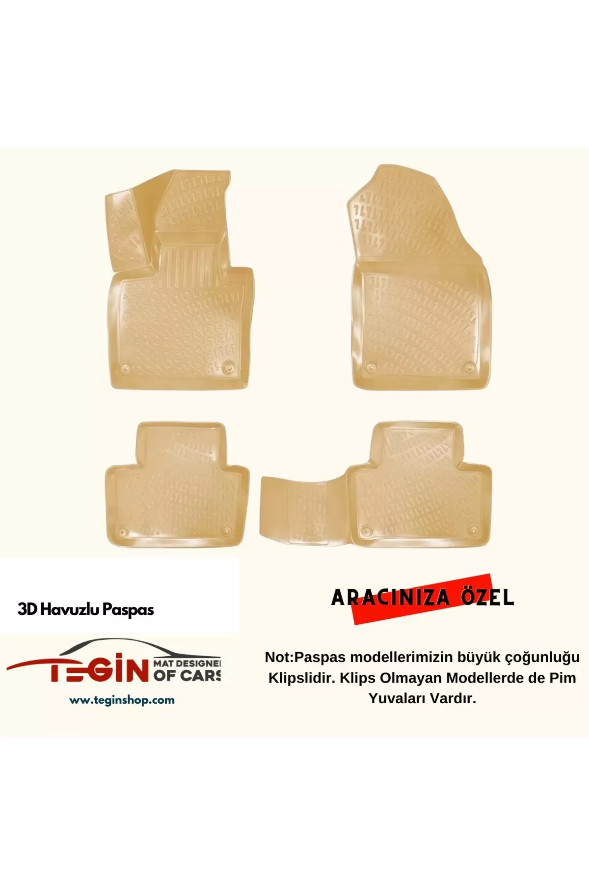 Toyota Avensis 2012 3D Havuzlu Paspas Bej