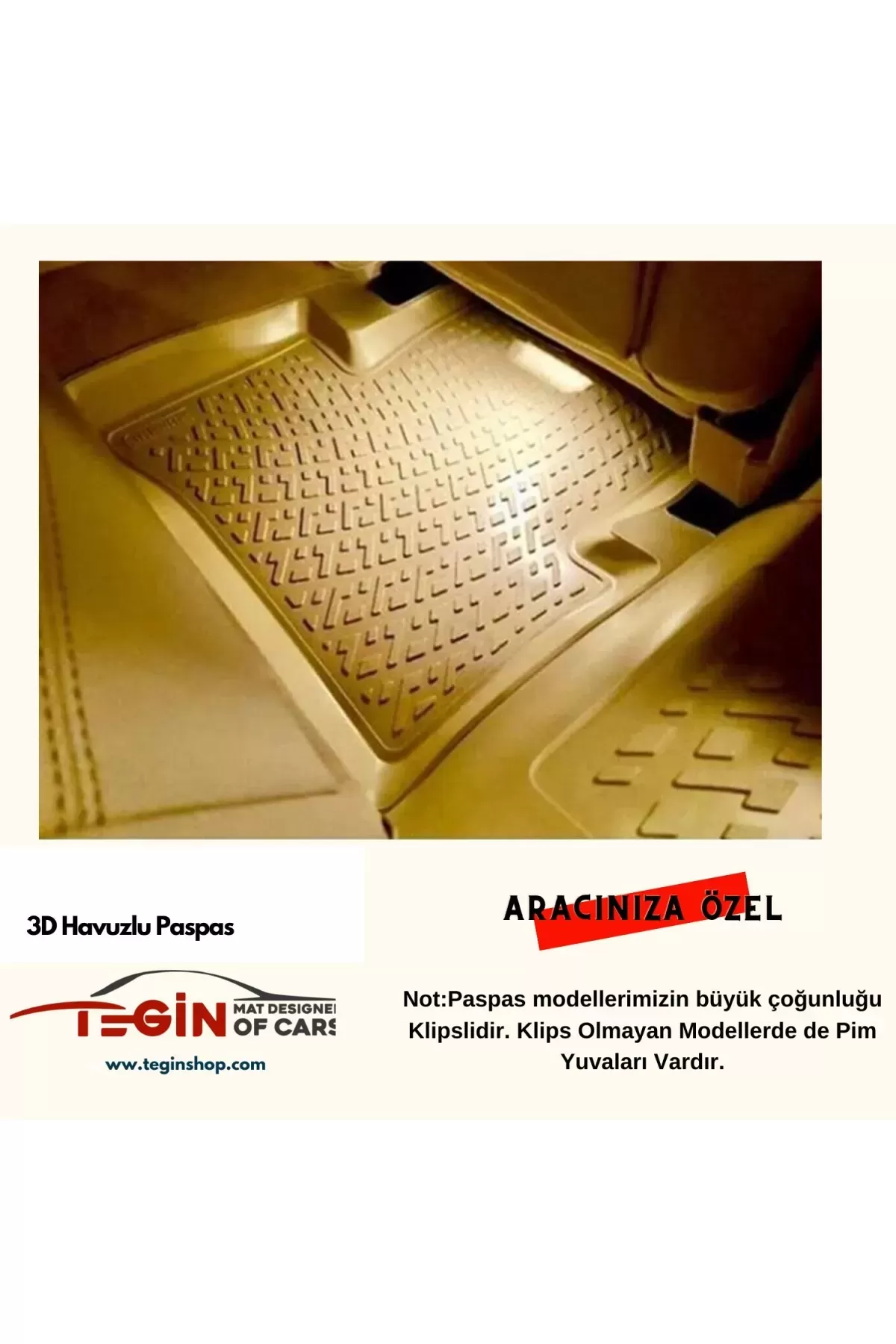 Toyota Avensis 2012 3D Havuzlu Paspas Bej