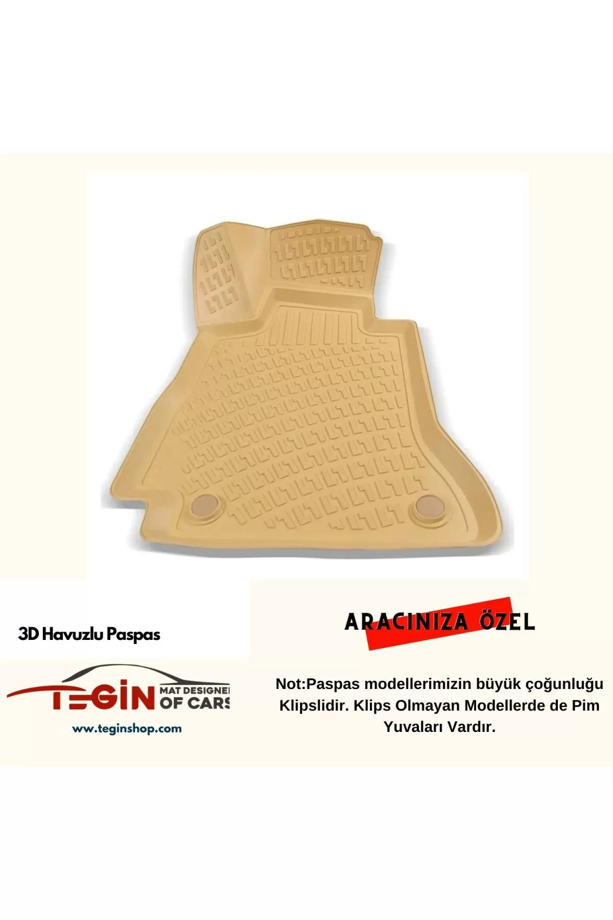 Toyota Avensis 2012 3D Havuzlu Paspas Bej