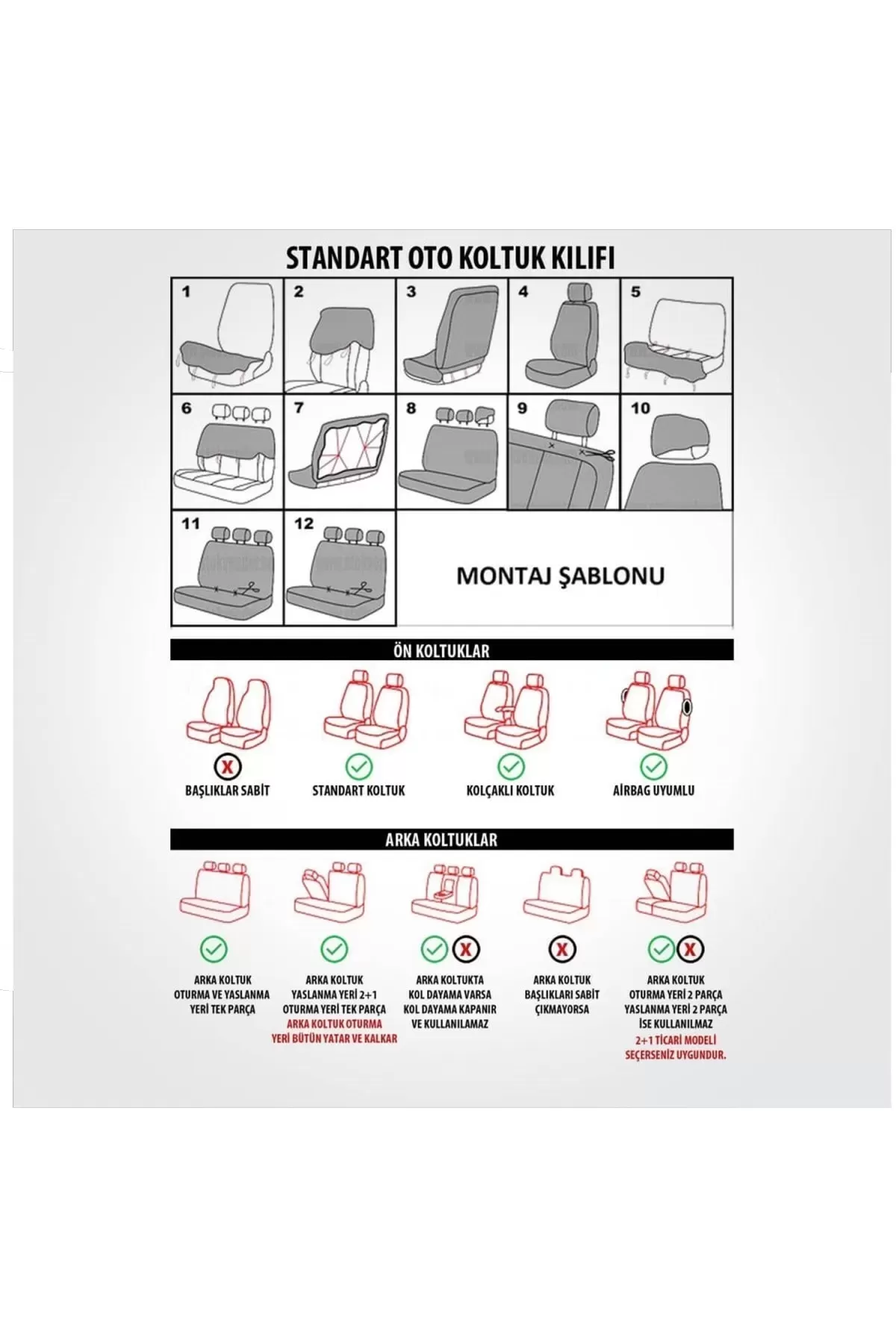 Anadolu Serisi Koltuk Kılıfı Siyah Kırmızı