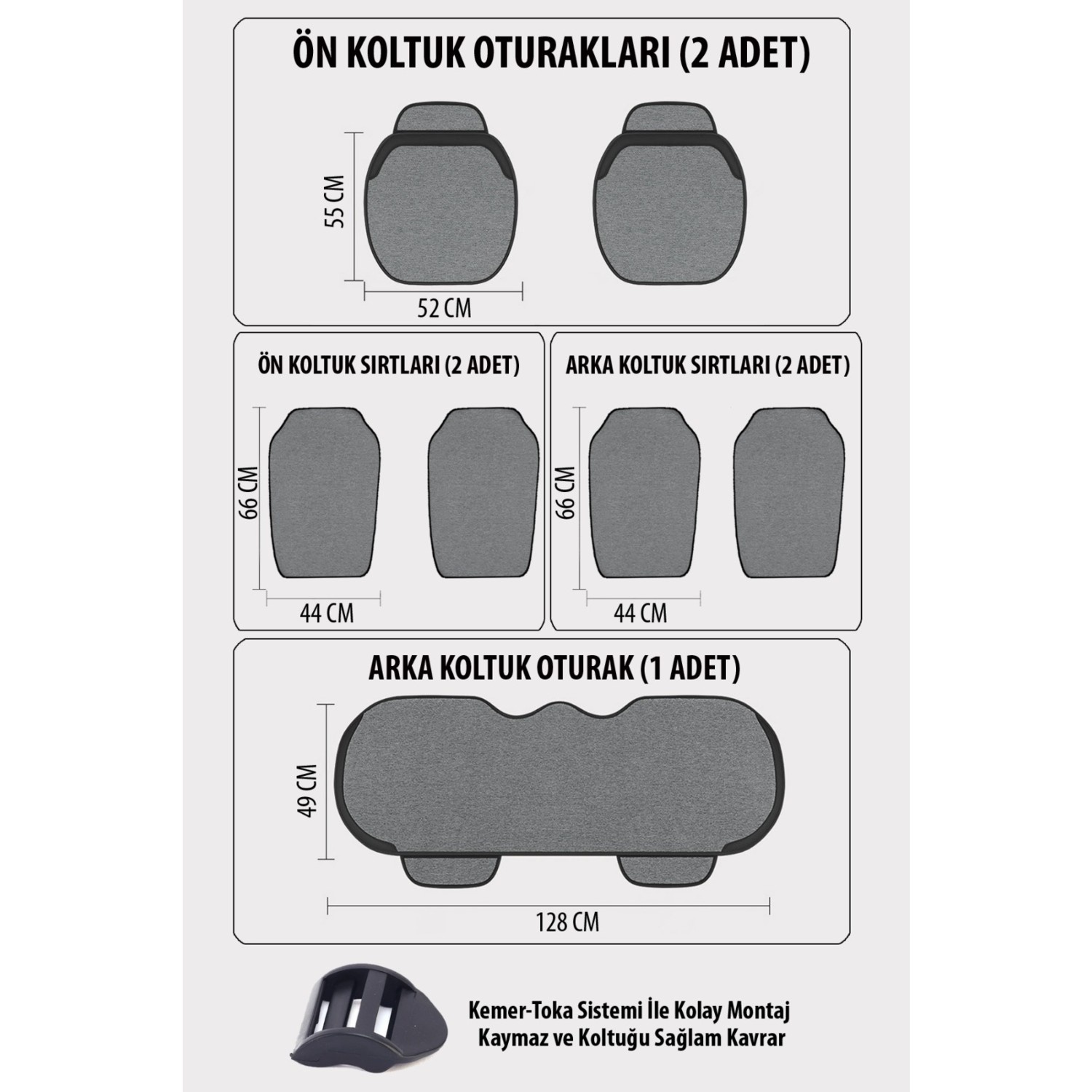 Araba Koltuk Minderi Keten Füme Oto Koltuk Minderi 7(li Oturak Sırt Dayamalı Cepli Su Geçirmez