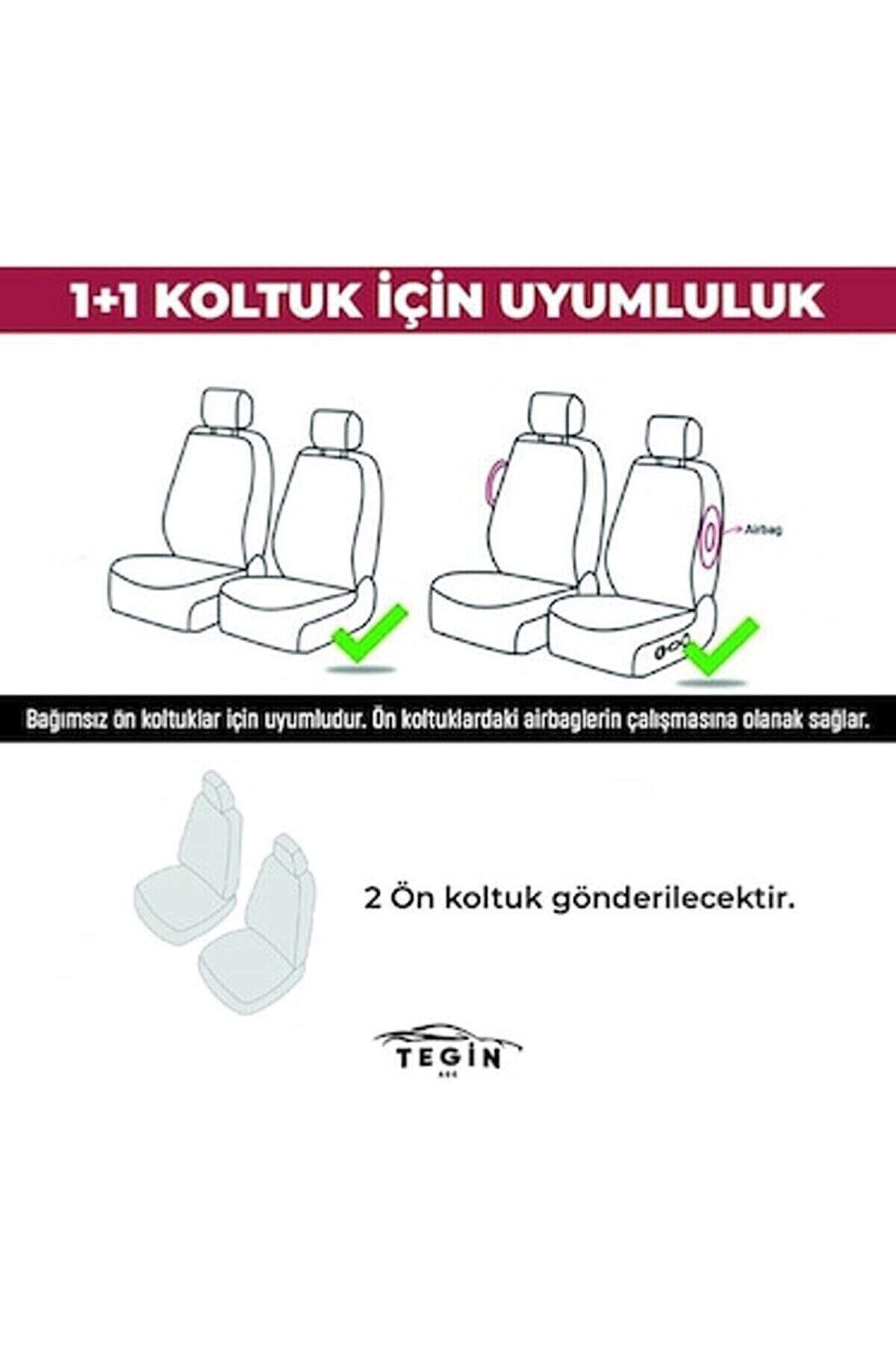 Efes Konfor Serisi Baklava Desenli Kumaş Deri Detay Koltuk Kılıfı Takımı Pilot 1+1 Ön İki Kırmızı