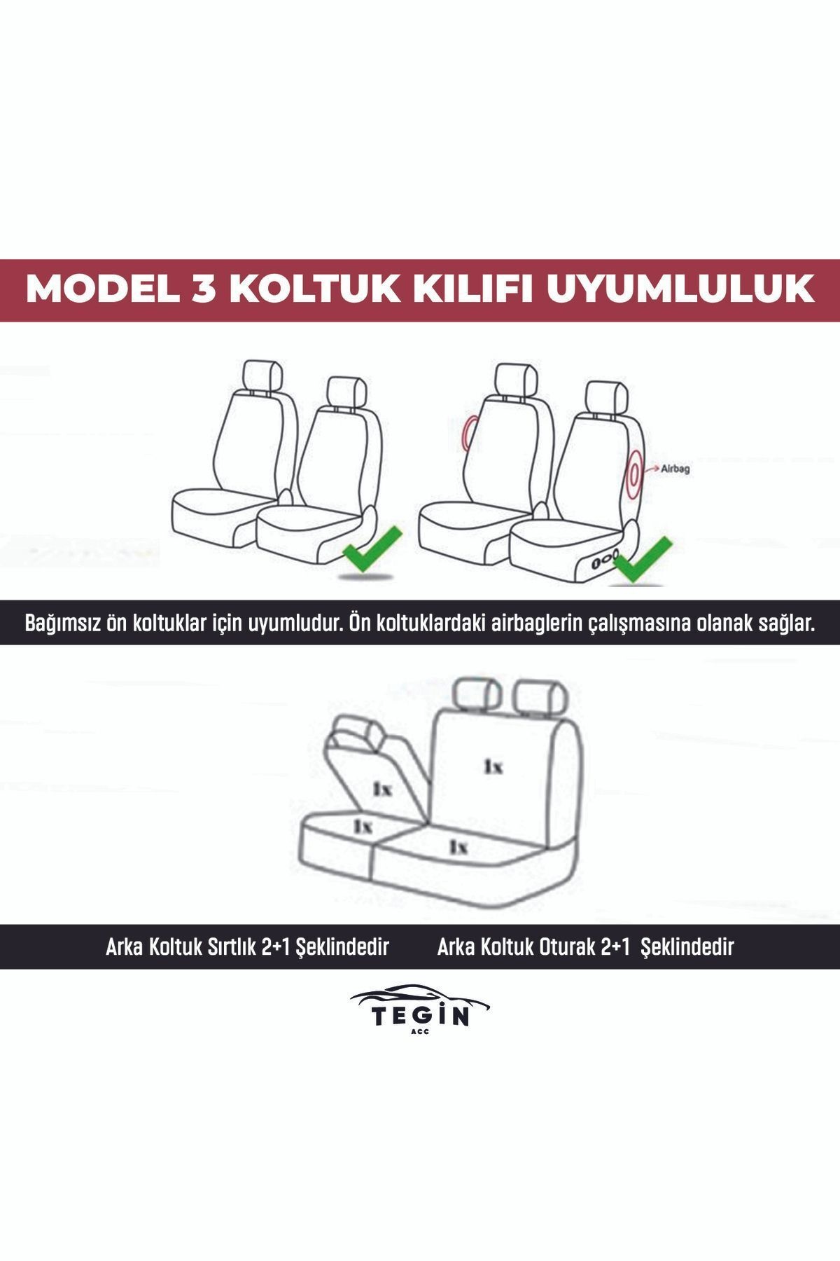 Efes Konfor Serisi Baklava Desenli Kumaş Deri Detay Koltuk Kılıfı Takımı Ticari 2+1 Siyah Kırmızı