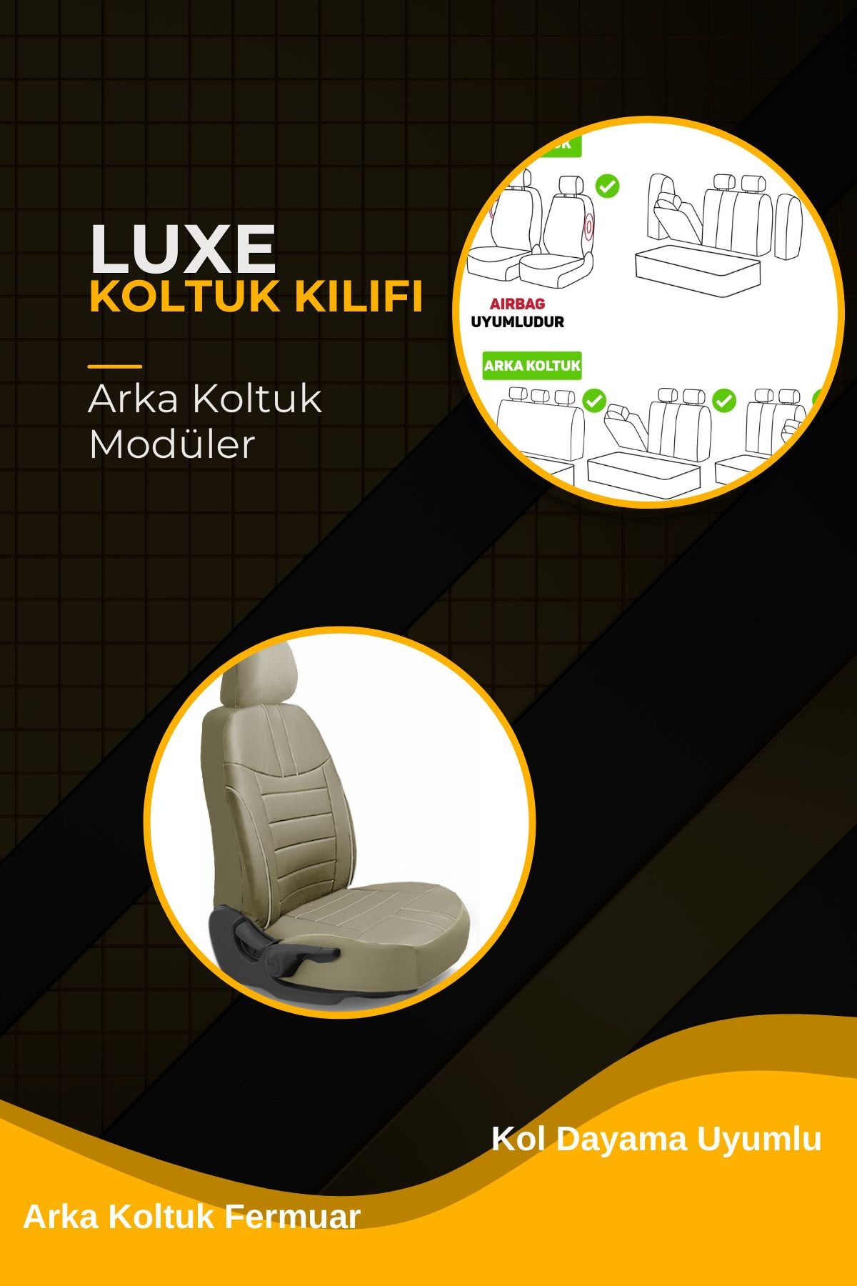 Luxe Deri Modüler Koltuk Kılıfı Takımı Bej Bej