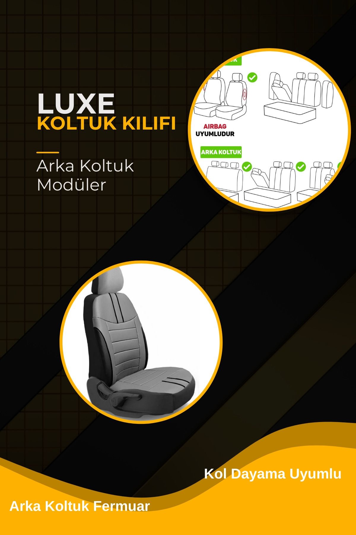 Luxe Deri Modüler Koltuk Kılıfı Takımı Füme
