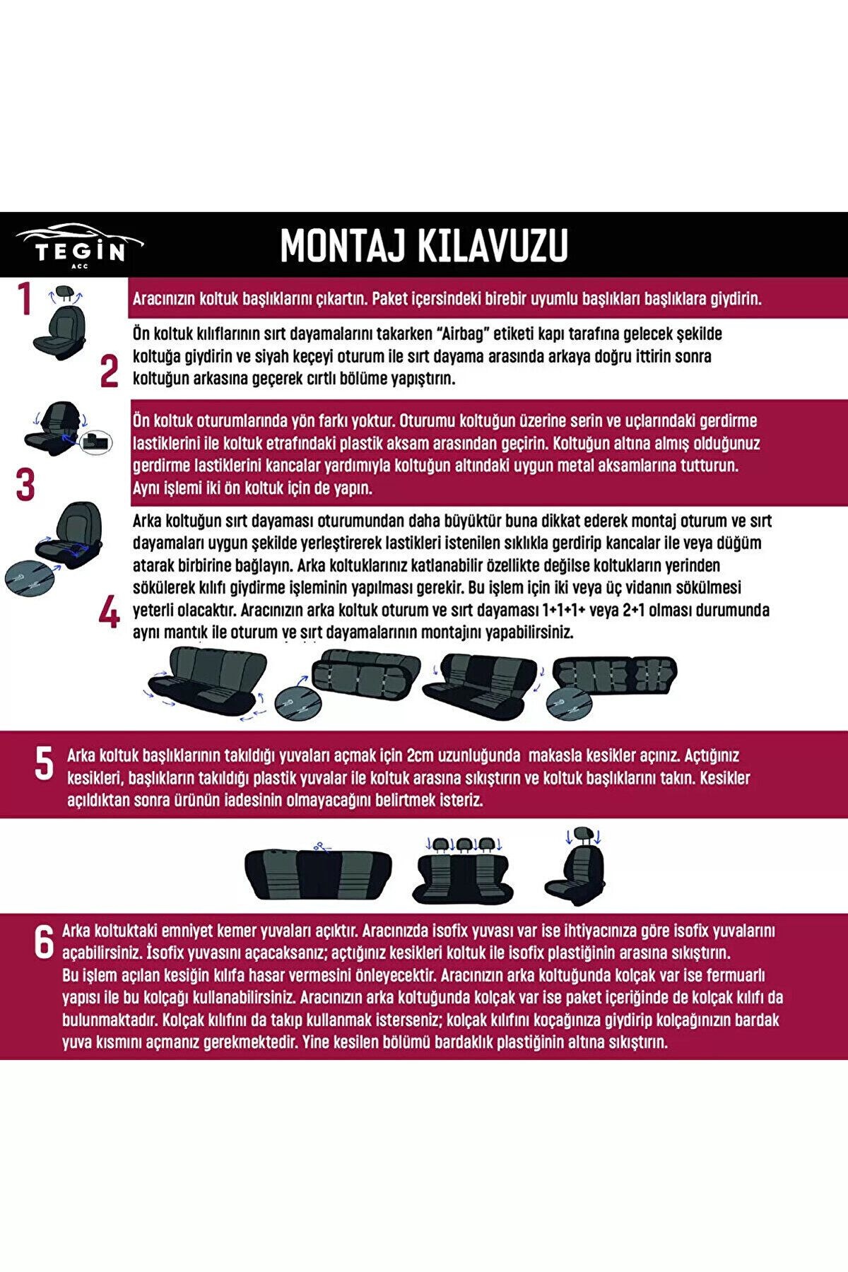 Dacia Dokker Hafif Ticari 2013-2015 Aracınıza Uyumlu Koltuk Kılıfı Jakar Deri Siyah Krmz