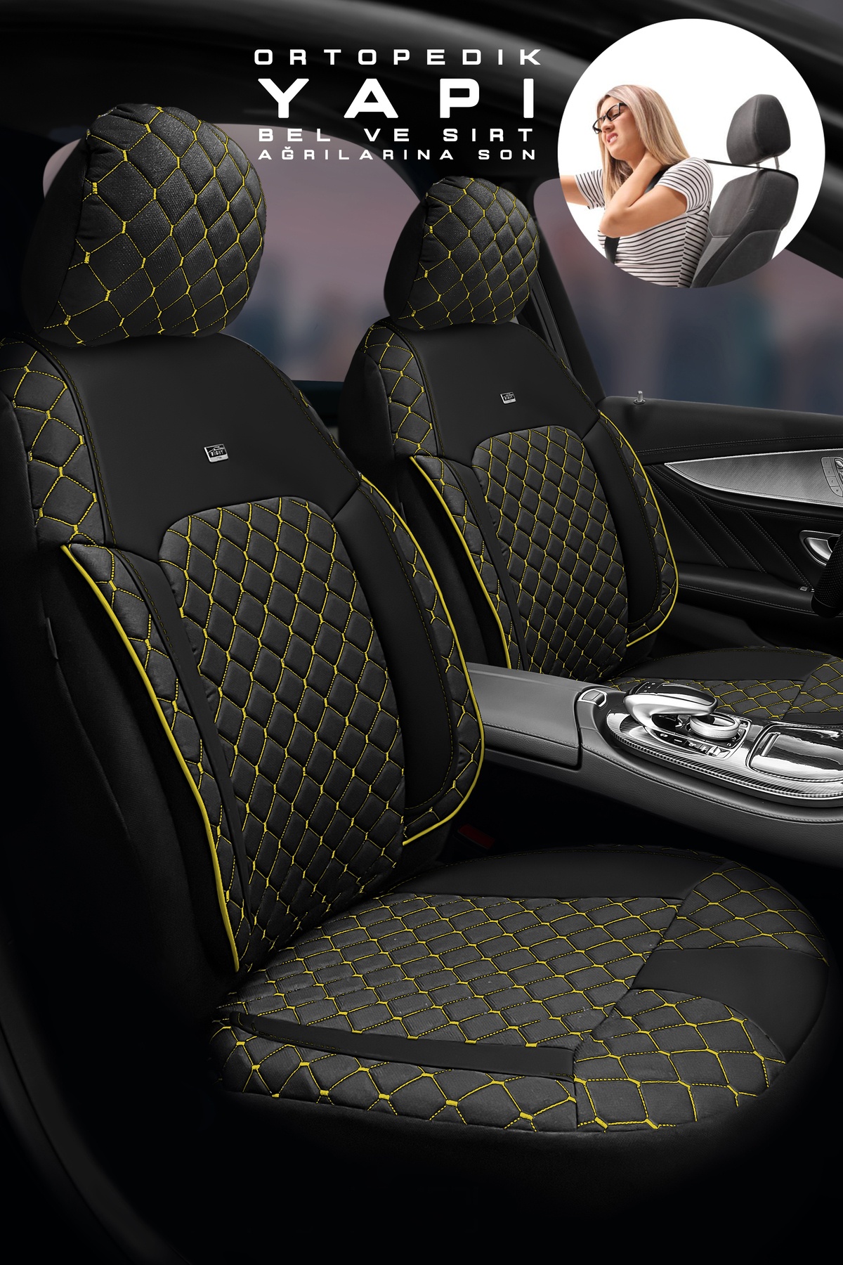 Audi A-5 Quattro Suv 2015 - 2019 Aracınıza Uyumlu Koltuk Kılıfı Jakar Deri Siyah Sarı