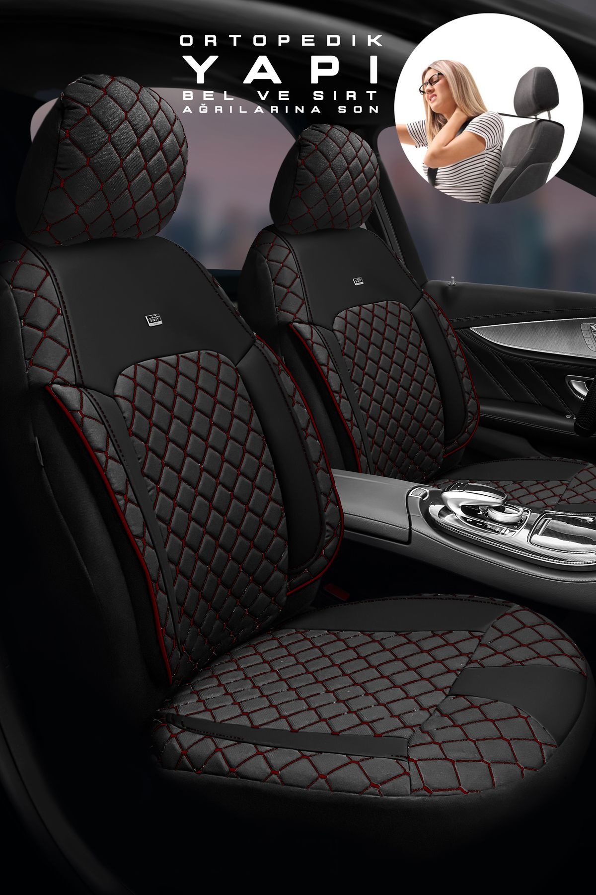 Audi A-4 Sedan 2015-2018 Aracınıza Uyumlu Koltuk Kılıfı Jakar Deri Siyah Krmz